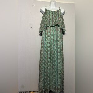 Faded Glory Floral Maxi Dress Pink & Light Green | Size L